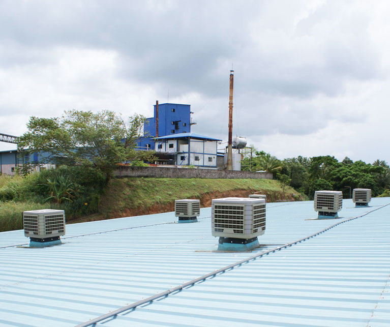 Duct air cooler installed in industrial factory