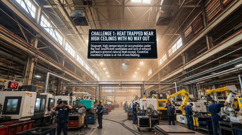 Challenge 1: Heat Trapped Near High Ceilings With No Way Out