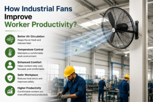 How do industrial fans improve worker productivity?